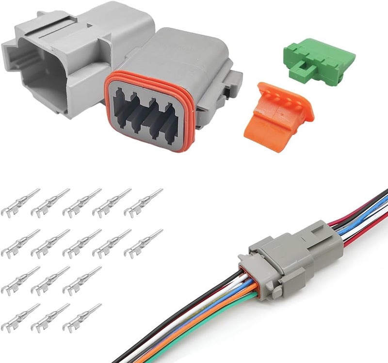 ZNDAW DT 8 Pin Connector Kit, 16 AWG Automotive Waterproof Electrical Plug 8 Way Male Female Socket, DT04-2P DT06-8S Connectors with Crimp Wire Terminals for Car Truck Motorcycle - Image 1